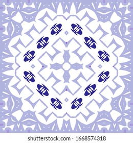 Ornamental azulejo portugal tiles decor. Vector seamless pattern collage. Universal design. Blue gorgeous flower folk print for linens, smartphone cases, scrapbooking, bags or T-shirts.