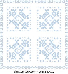 Ornamental azulejo portugal tiles decor. Colored design. Vector seamless pattern trellis. Blue gorgeous flower folk print for linens, smartphone cases, scrapbooking, bags or T-shirts.