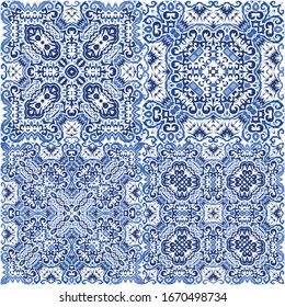 Ornamental azulejo portugal tiles decor. Graphic design. Vector seamless pattern elements. gorgeous flower folk print for linens, smartphone cases, scrapbooking, bags or T-shirts.