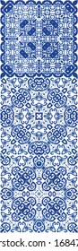 Ornamental azulejo portugal tiles decor. Vector seamless pattern elements. Bathroom design. gorgeous flower folk print for linens, smartphone cases, scrapbooking, bags or T-shirts.