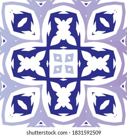 Ornamental azulejo portugal tiles decor. Vector seamless pattern collage. Universal design. Blue gorgeous flower folk print for linens, smartphone cases, scrapbooking, bags or T-shirts.