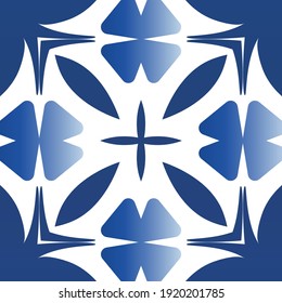 Ornamental azulejo portugal tiles decor. Creative design. Vector seamless pattern illustration. Blue gorgeous flower folk print for linens, smartphone cases, scrapbooking, bags or T-shirts.