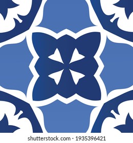 Ornamental azulejo portugal tiles decor. Modern design. Vector seamless pattern elements. Blue gorgeous flower folk print for linens, smartphone cases, scrapbooking, bags or T-shirts.