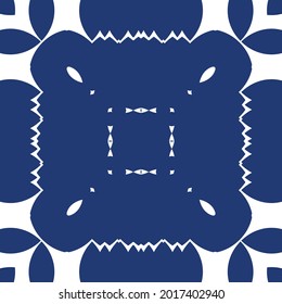 Ornamental azulejo portugal tiles decor. Colored design. Vector seamless pattern flyer. Blue gorgeous flower folk print for linens, smartphone cases, scrapbooking, bags or T-shirts.
