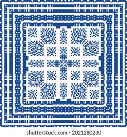 Ornamental azulejo portugal tiles decor. Bathroom design. Vector seamless pattern collage. Blue gorgeous flower folk print for linens, smartphone cases, scrapbooking, bags or T-shirts.