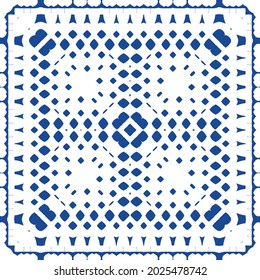Ornamental azulejo portugal tiles decor. Bathroom design. Vector seamless pattern collage. Blue gorgeous flower folk print for linens, smartphone cases, scrapbooking, bags or T-shirts.