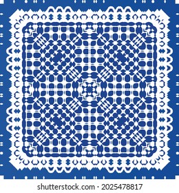 Ornamental azulejo portugal tiles decor. Fashionable design. Vector seamless pattern texture. Blue gorgeous flower folk print for linens, smartphone cases, scrapbooking, bags or T-shirts.
