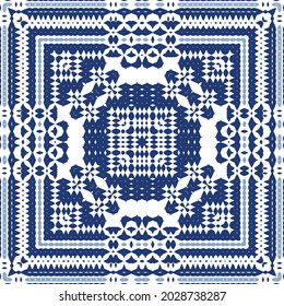 Ornamental azulejo portugal tiles decor. Graphic design. Vector seamless pattern texture. Blue gorgeous flower folk print for linens, smartphone cases, scrapbooking, bags or T-shirts.