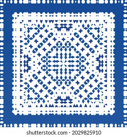 Ornamental azulejo portugal tiles decor. Fashionable design. Vector seamless pattern texture. Blue gorgeous flower folk print for linens, smartphone cases, scrapbooking, bags or T-shirts.