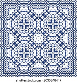 Ornamental azulejo portugal tiles decor. Graphic design. Vector seamless pattern texture. Blue gorgeous flower folk print for linens, smartphone cases, scrapbooking, bags or T-shirts.
