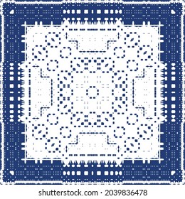 Ornamental azulejo portugal tiles decor. Colored design. Vector seamless pattern arabesque. Blue gorgeous flower folk print for linens, smartphone cases, scrapbooking, bags or T-shirts.