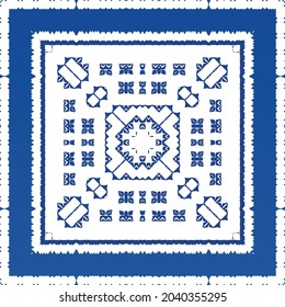 Ornamental azulejo portugal tiles decor. Fashionable design. Vector seamless pattern texture. Blue gorgeous flower folk print for linens, smartphone cases, scrapbooking, bags or T-shirts.