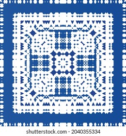 Ornamental azulejo portugal tiles decor. Fashionable design. Vector seamless pattern texture. Blue gorgeous flower folk print for linens, smartphone cases, scrapbooking, bags or T-shirts.