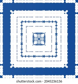 Ornamental azulejo portugal tiles decor. Fashionable design. Vector seamless pattern texture. Blue gorgeous flower folk print for linens, smartphone cases, scrapbooking, bags or T-shirts.