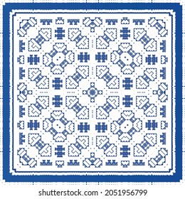 Ornamental azulejo portugal tiles decor. Fashionable design. Vector seamless pattern texture. Blue gorgeous flower folk print for linens, smartphone cases, scrapbooking, bags or T-shirts.