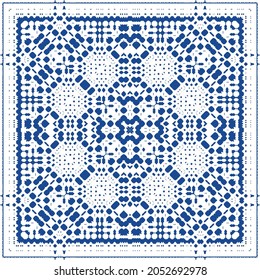 Ornamental azulejo portugal tiles decor. Bathroom design. Vector seamless pattern collage. Blue gorgeous flower folk print for linens, smartphone cases, scrapbooking, bags or T-shirts.