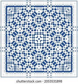 Ornamental azulejo portugal tiles decor. Bathroom design. Vector seamless pattern collage. Blue gorgeous flower folk print for linens, smartphone cases, scrapbooking, bags or T-shirts.