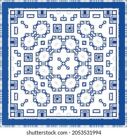 Ornamental azulejo portugal tiles decor. Fashionable design. Vector seamless pattern texture. Blue gorgeous flower folk print for linens, smartphone cases, scrapbooking, bags or T-shirts.