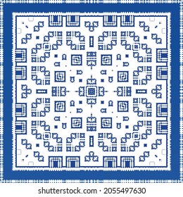 Ornamental azulejo portugal tiles decor. Fashionable design. Vector seamless pattern texture. Blue gorgeous flower folk print for linens, smartphone cases, scrapbooking, bags or T-shirts.