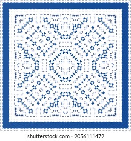 Ornamental azulejo portugal tiles decor. Fashionable design. Vector seamless pattern texture. Blue gorgeous flower folk print for linens, smartphone cases, scrapbooking, bags or T-shirts.