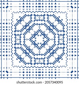 Ornamental azulejo portugal tiles decor. Bathroom design. Vector seamless pattern collage. Blue gorgeous flower folk print for linens, smartphone cases, scrapbooking, bags or T-shirts.