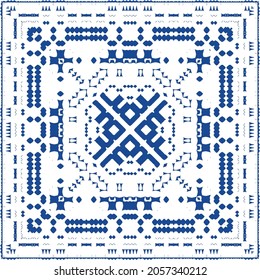 Ornamental azulejo portugal tiles decor. Bathroom design. Vector seamless pattern collage. Blue gorgeous flower folk print for linens, smartphone cases, scrapbooking, bags or T-shirts.