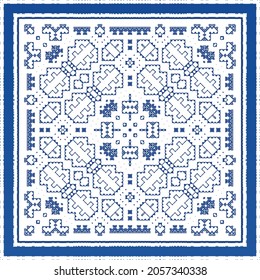 Ornamental azulejo portugal tiles decor. Fashionable design. Vector seamless pattern texture. Blue gorgeous flower folk print for linens, smartphone cases, scrapbooking, bags or T-shirts.
