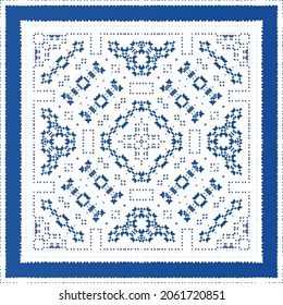 Ornamental azulejo portugal tiles decor. Fashionable design. Vector seamless pattern texture. Blue gorgeous flower folk print for linens, smartphone cases, scrapbooking, bags or T-shirts.