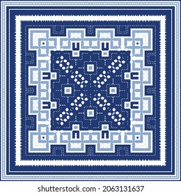 Ornamental azulejo portugal tiles decor. Graphic design. Vector seamless pattern texture. Blue gorgeous flower folk print for linens, smartphone cases, scrapbooking, bags or T-shirts.