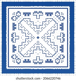 Ornamental azulejo portugal tiles decor. Fashionable design. Vector seamless pattern texture. Blue gorgeous flower folk print for linens, smartphone cases, scrapbooking, bags or T-shirts.