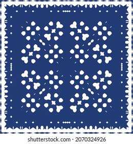 Ornamental azulejo portugal tiles decor. Colored design. Vector seamless pattern arabesque. Blue gorgeous flower folk print for linens, smartphone cases, scrapbooking, bags or T-shirts.