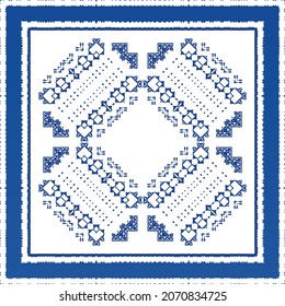 Ornamental azulejo portugal tiles decor. Fashionable design. Vector seamless pattern texture. Blue gorgeous flower folk print for linens, smartphone cases, scrapbooking, bags or T-shirts.