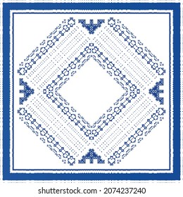Ornamental azulejo portugal tiles decor. Fashionable design. Vector seamless pattern texture. Blue gorgeous flower folk print for linens, smartphone cases, scrapbooking, bags or T-shirts.