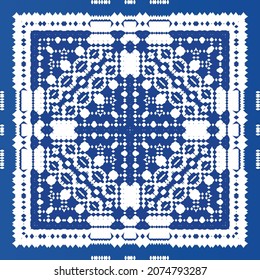 Ornamental azulejo portugal tiles decor. Fashionable design. Vector seamless pattern texture. Blue gorgeous flower folk print for linens, smartphone cases, scrapbooking, bags or T-shirts.