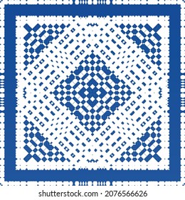 Ornamental azulejo portugal tiles decor. Fashionable design. Vector seamless pattern texture. Blue gorgeous flower folk print for linens, smartphone cases, scrapbooking, bags or T-shirts.