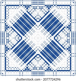 Ornamental azulejo portugal tiles decor. Bathroom design. Vector seamless pattern collage. Blue gorgeous flower folk print for linens, smartphone cases, scrapbooking, bags or T-shirts.