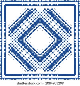 Ornamental azulejo portugal tiles decor. Bathroom design. Vector seamless pattern collage. Blue gorgeous flower folk print for linens, smartphone cases, scrapbooking, bags or T-shirts.