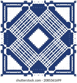 Ornamental azulejo portugal tiles decor. Graphic design. Vector seamless pattern texture. Blue gorgeous flower folk print for linens, smartphone cases, scrapbooking, bags or T-shirts.