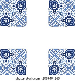 Ornamental azulejo portugal tiles decor. Vector seamless pattern template. Modern design. Blue gorgeous flower folk print for linens, smartphone cases, scrapbooking, bags or T-shirts.