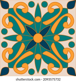 Ornamental azulejo portugal tiles decor. Abstract background. Ethnic folk ornament. 