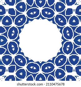 Ornamental azulejo portugal tiles decor. Stylish design. Vector seamless pattern concept. Blue gorgeous flower folk print for linens, smartphone cases, scrapbooking, bags or T-shirts.