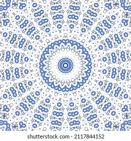 Ornamental azulejo portugal tiles decor. Fashionable design. Vector seamless pattern concept. Blue gorgeous flower folk print for linens, smartphone cases, scrapbooking, bags or T-shirts.