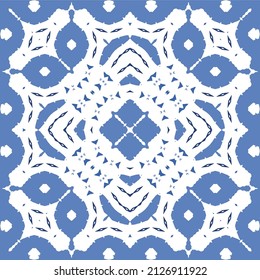 Ornamental azulejo portugal tiles decor. Fashionable design. Vector seamless pattern concept. Blue gorgeous flower folk print for linens, smartphone cases, scrapbooking, bags or T-shirts.