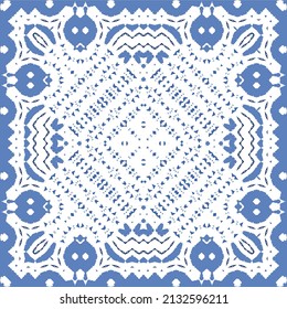 Ornamental azulejo portugal tiles decor. Fashionable design. Vector seamless pattern concept. Blue gorgeous flower folk print for linens, smartphone cases, scrapbooking, bags or T-shirts.