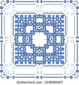 Ornamental azulejo portugal tiles decor. Fashionable design. Vector seamless pattern concept. Blue gorgeous flower folk print for linens, smartphone cases, scrapbooking, bags or T-shirts.