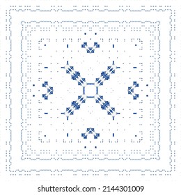 Ornamental azulejo portugal tiles decor. Vector seamless pattern watercolor. Bathroom design. Blue gorgeous flower folk print for linens, smartphone cases, scrapbooking, bags or T-shirts.