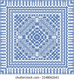 Ornamental azulejo portugal tiles decor. Fashionable design. Vector seamless pattern concept. Blue gorgeous flower folk print for linens, smartphone cases, scrapbooking, bags or T-shirts.