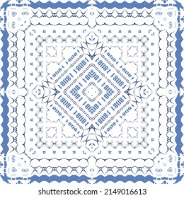 Ornamental azulejo portugal tiles decor. Fashionable design. Vector seamless pattern concept. Blue gorgeous flower folk print for linens, smartphone cases, scrapbooking, bags or T-shirts.