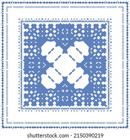 Ornamental azulejo portugal tiles decor. Fashionable design. Vector seamless pattern concept. Blue gorgeous flower folk print for linens, smartphone cases, scrapbooking, bags or T-shirts.