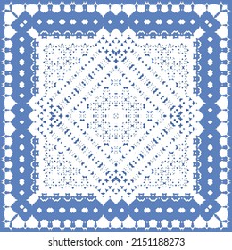 Ornamental azulejo portugal tiles decor. Fashionable design. Vector seamless pattern concept. Blue gorgeous flower folk print for linens, smartphone cases, scrapbooking, bags or T-shirts.